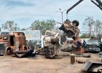 FGR destruye 45 vehículos “monstruos” incautados a bandas delictivas en norte de Tamaulipas