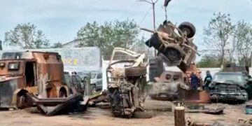 FGR destruye 45 vehículos “monstruos” incautados a bandas delictivas en norte de Tamaulipas