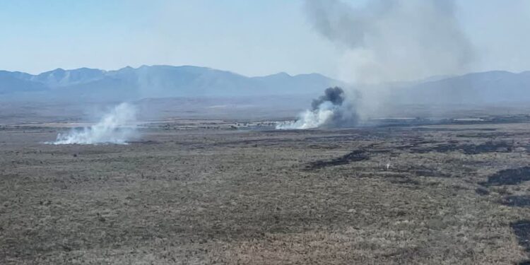 Atacan por aire incendio en Güémez