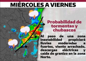 Prevé Protección Civil de Tamaulipas lluvias a partir del miércoles