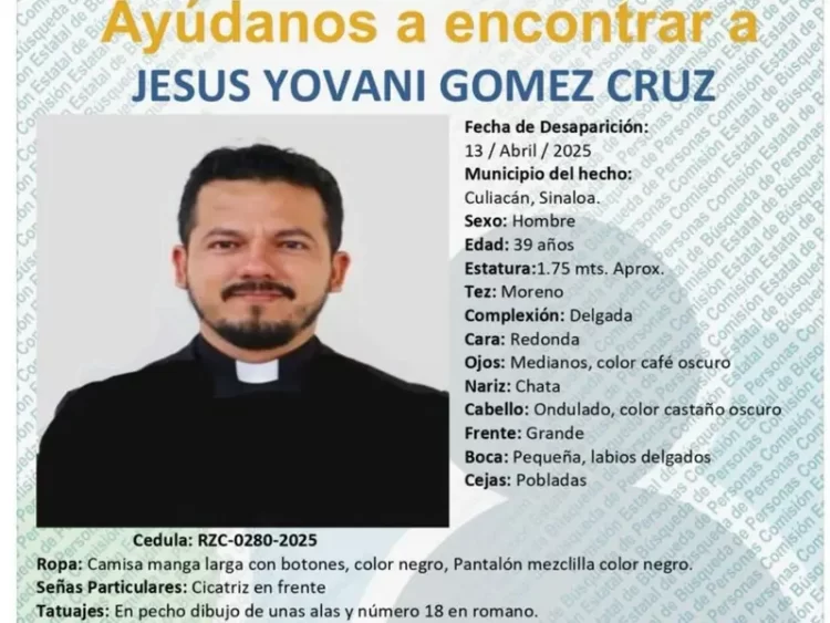 Desaparece un sacerdote católico en Culiacán, Sinaloa
