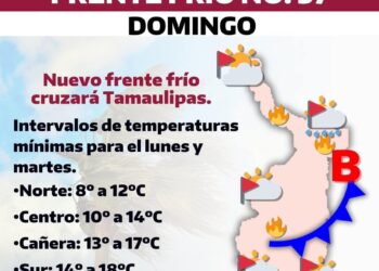 Alerta Protección Civil del frente frío 37 en norte y centro de Tamaulipas