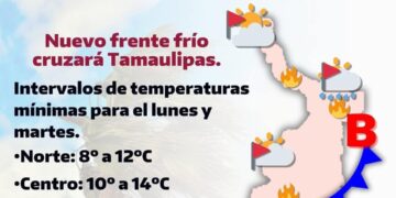 Alerta Protección Civil del frente frío 37 en norte y centro de Tamaulipas