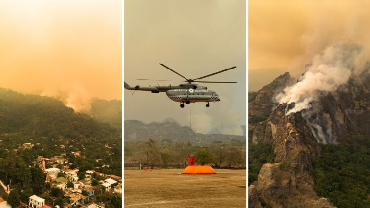 Incendio en Tepoztlán moviliza a brigadas de emergencia