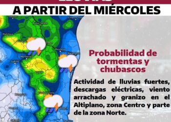 Pronostican lluvias a partir del miércoles