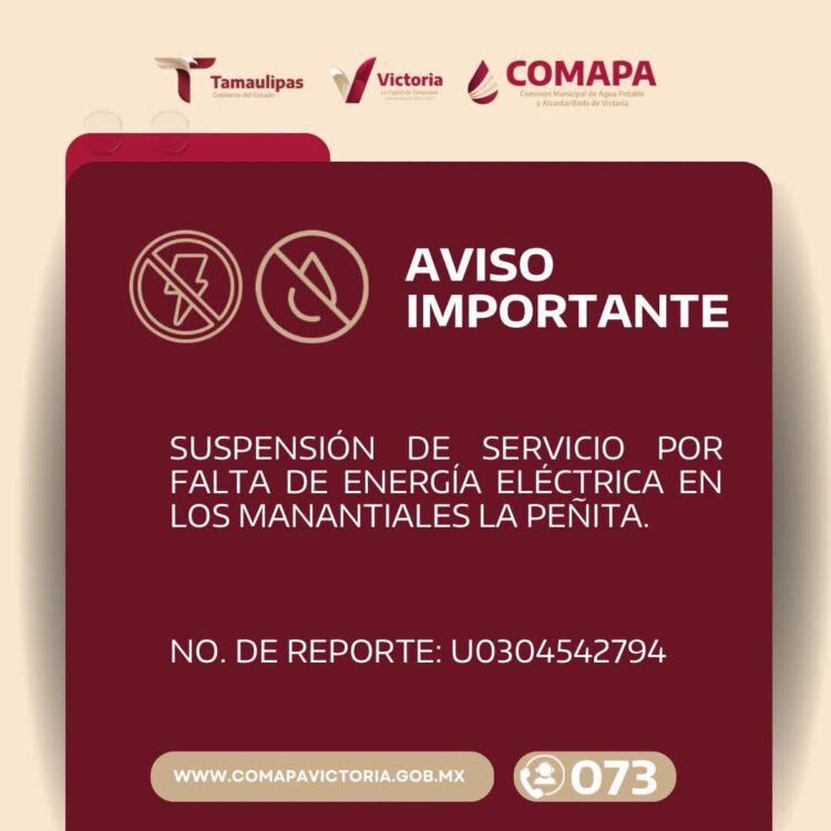 Falla de energía eléctrica deja sin agua a colonias del Poniente de Victoria