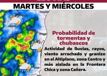 Alerta Protección Civil sobre tormentas y chubascos en zonas de Tamaulipas