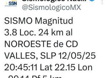 Vuelve a temblar… ahora en San Luis Potosí