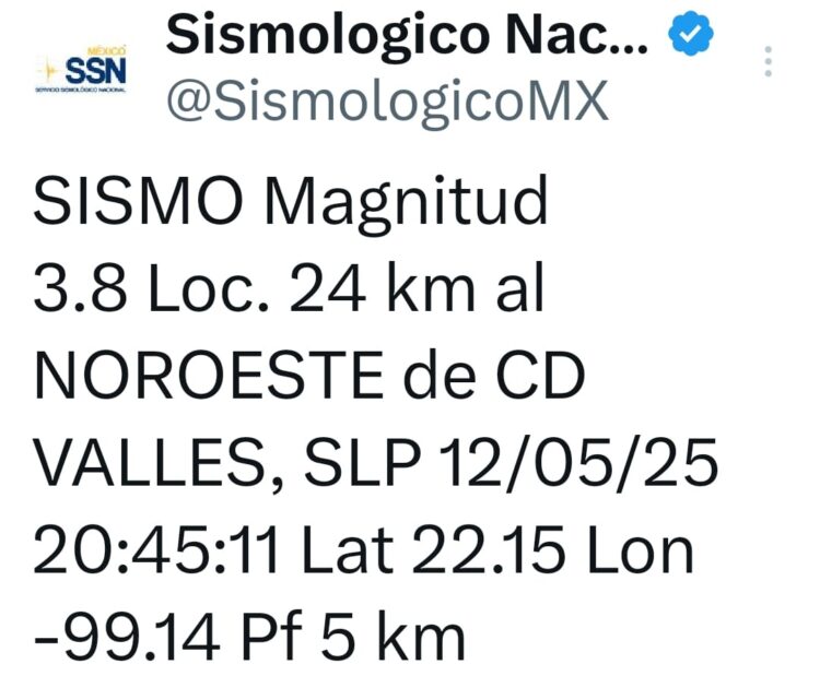Vuelve a temblar… ahora en San Luis Potosí