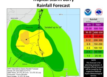 “Barry” ingresará a tierra por norte de Veracruz, Tamaulipas en alerta