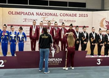 Presentación dorada de gimnasia rítmica de Tamaulipas en Olimpiada Nacional