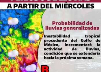 Protección Civil alerta sobre lluvias en Tamaulipas este miércoles o jueves