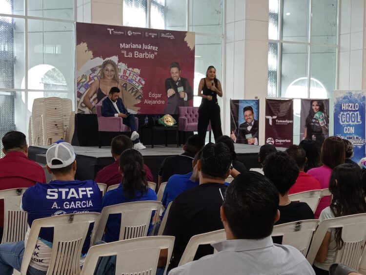 Imparte Mariana ‘Barbie’ Juárez plática a atletas tamaulipecos