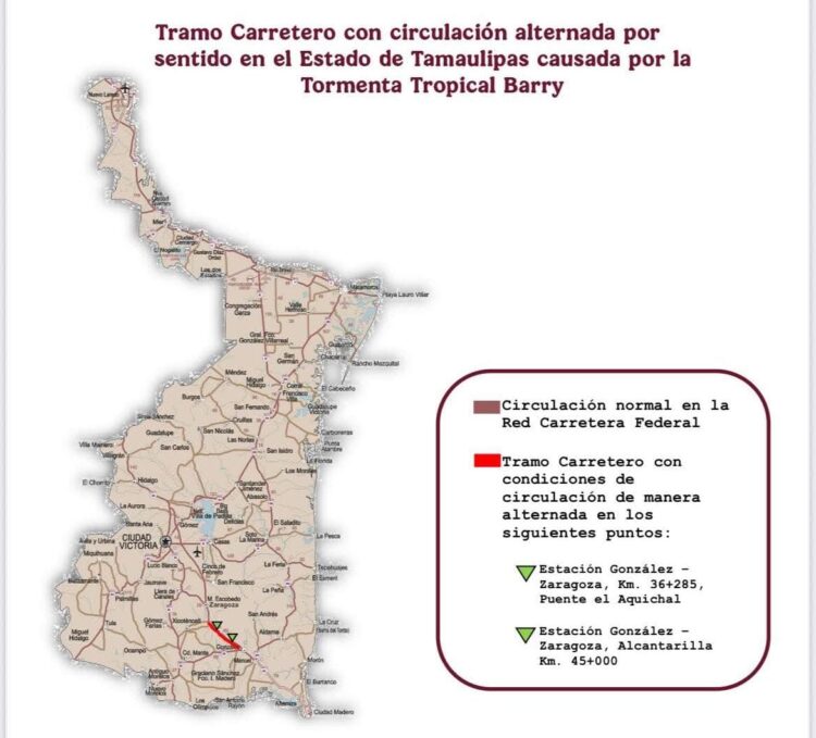 Abren esta noche del 3 de julio, temporalmente la carretera Victoria a Tampico