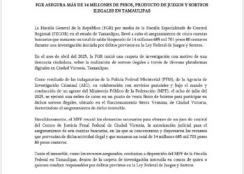 FGR asegura más de 14 millones de pesos por sorteos ilegales en Ciudad Victoria
