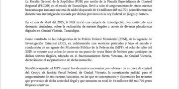 FGR asegura más de 14 millones de pesos por sorteos ilegales en Ciudad Victoria