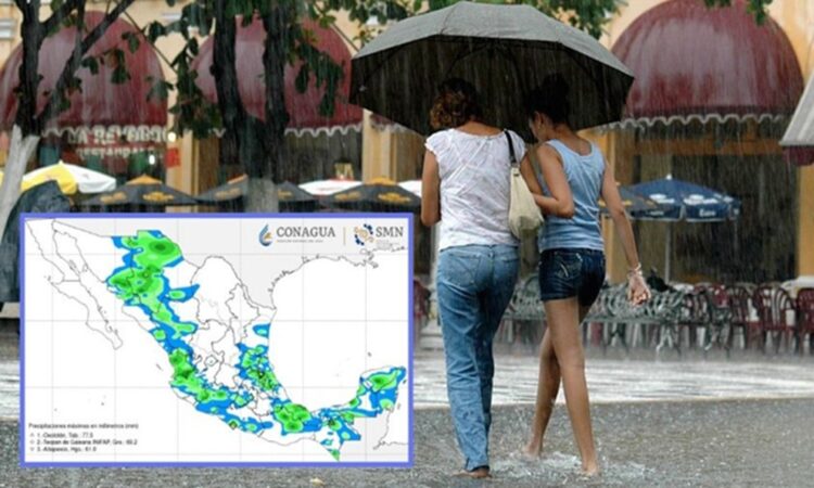 Alerta por fuertes lluvias de más de 50 mm en 13 estados este miércoles