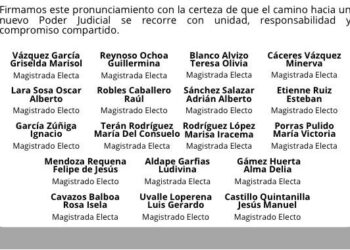Magistradas y Magistrados Electos refrendan respaldo al liderazgo de su compañera de Tania Contreras