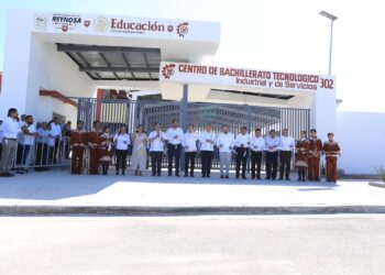Inauguran Américo Villarreal y Mario Delgado el CBTIS 302 en Reynosa, Tamaulipas