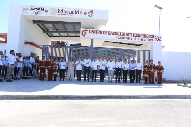 Inauguran Américo Villarreal y Mario Delgado el CBTIS 302 en Reynosa, Tamaulipas