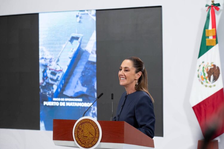 Reconoce presidenta Claudia Sheinbaum trabajo de Américo Villarreal en el Puerto del Norte d Matamoros