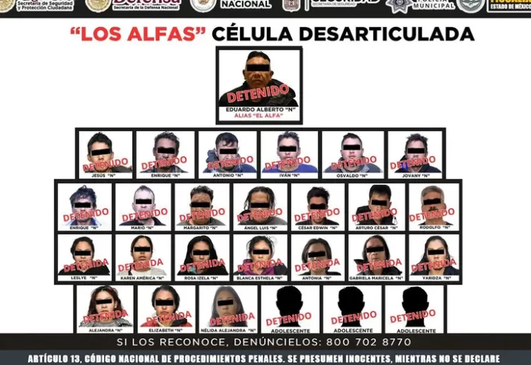 Caen 27 integrantes del grupo criminal Los Alfas; operaban en Toluca