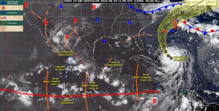 SMN prevé chubascos en Tamaulipas y lluvias intensas en el sur