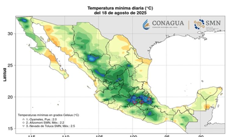 Continuará el frío de hasta 0 grados en 7 estados este martes 19 agosto