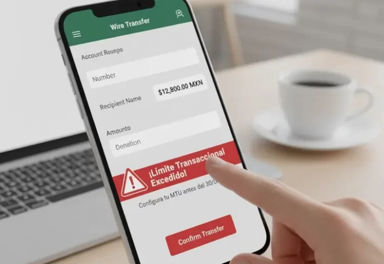 Límite en transferencias bancarias será de $12,800.00 a partir de octubre