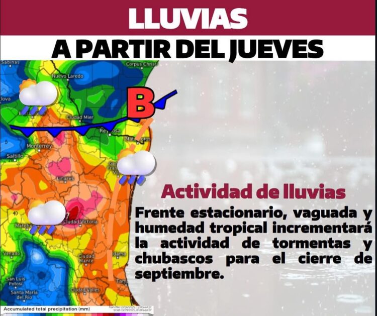 Aumentan para el jueves las posibilidades de lluvias