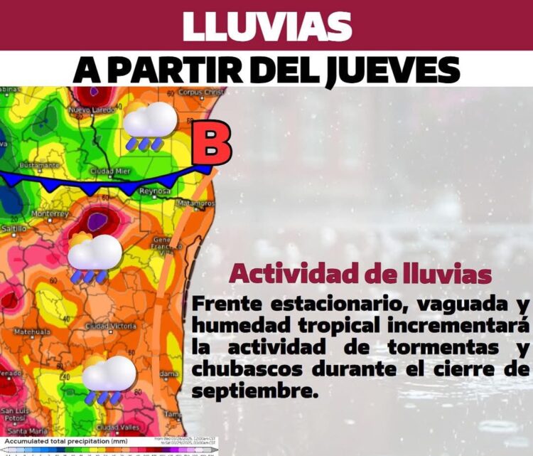 Aumentan probabilidades de lluvias