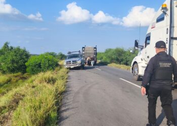 Bloqueado carril de carretera Victoria-Matamoros por accidente en Padilla 