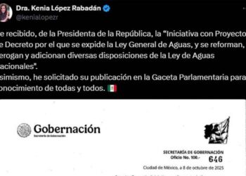 Recibe Cámara de Diputados iniciativa de la Presidencia para reformar la Ley General de Aguas