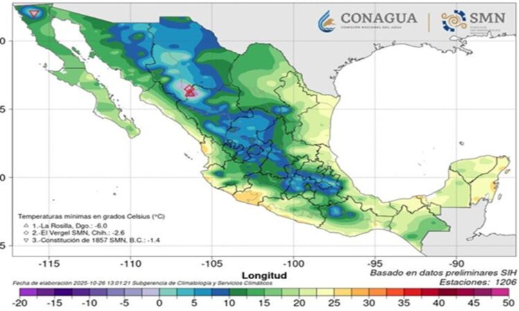 Heladas y lluvias afectarán varios estados de México esta semana