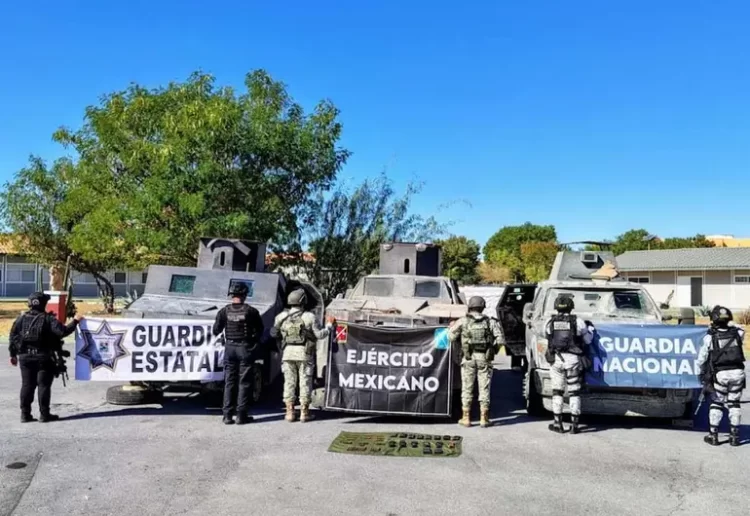 Militares y Guardia Estatal aseguran tres vehículos ‘monstruos’ en Camargo, Tamaulipas
