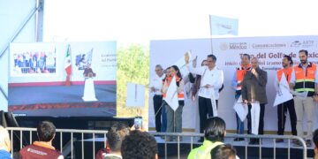 Arrancan Sheinbaum, Américo y Esteva construcción de vías de la ruta del tren Nuevo Laredo-Saltillo