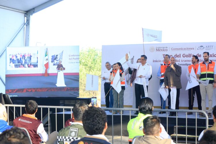 Arrancan Sheinbaum, Américo y Esteva construcción de vías de la ruta del tren Nuevo Laredo-Saltillo