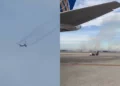 Avión con 275 pasajeros regresa por falla y provoca incendio en el aeropuerto