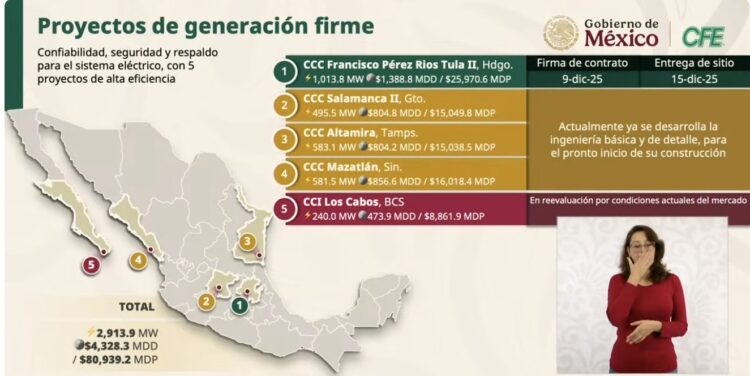 Anuncia CFE inversión de 15 mil millones de pesos en Altamira Tamaulipas para el 2026