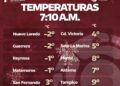 Frente Frío 30 congela a Tamaulipas: Municipios registran temperaturas bajo cero