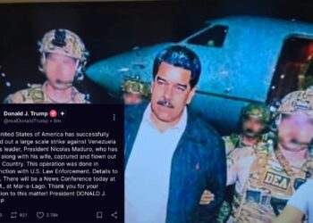 Confirma Donald Trump captura de Nicolás Maduro tras operación militar de EE. UU. en Caracas.