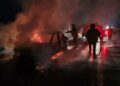 Se incendia automóvil compacto en la carretera Victoria-Monterrey