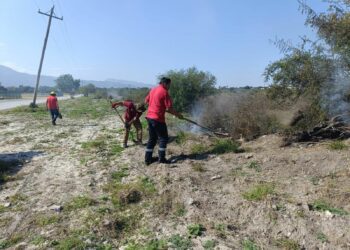 Controlan quema de maleza frente a la Unidad Deportiva Revolución Verde
