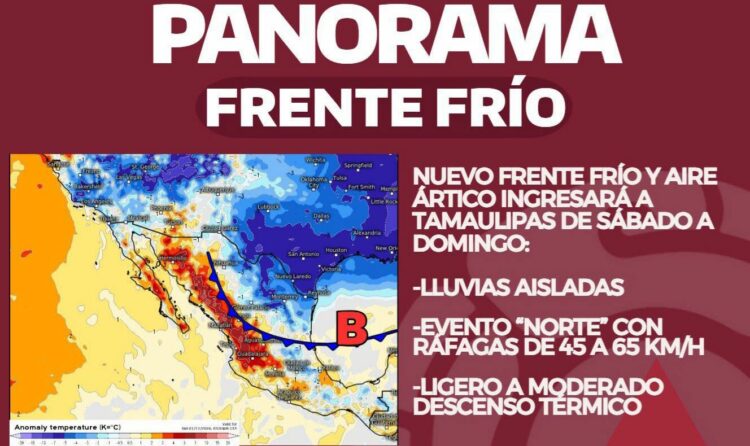 Nuevo frente frío ártico llegará a Tamaulipas