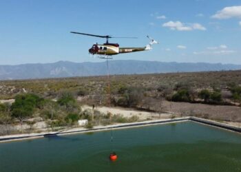Por aire y tierra combaten incendio forestal en sierra del Ejido “Ávila y Urbina” de Jaumave