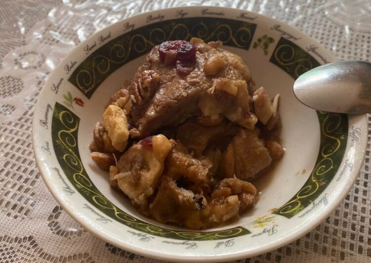 Deliciosa Capirotada Victorense, de la cocina de Juanita Aguilar.