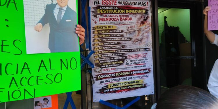 Empleados cierran delegación del ISSSTE en Victoria