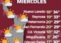 Tamaulipas: Prevén máximas de 34°C y ráfagas secas