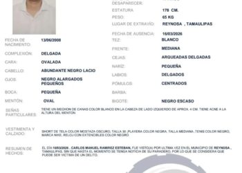 Desaparece menor de 17 años en Reynosa