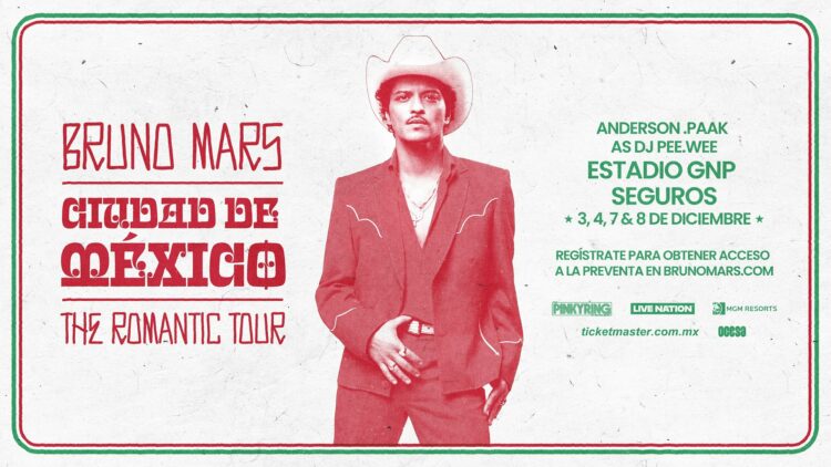 Bruno Mars confirma cuatro conciertos en el Estadio GNP Seguros para diciembre